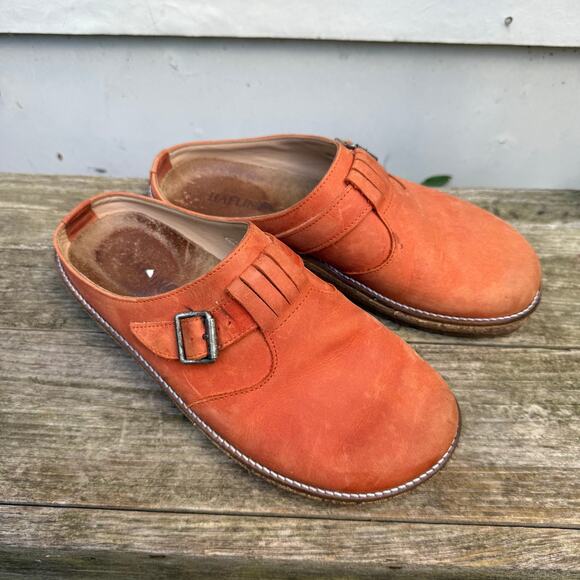 Haflinger Vision Boston Orange Weaved Leather Mules Clogs Slip On Shoes Size 40 - Picture 1 of 7